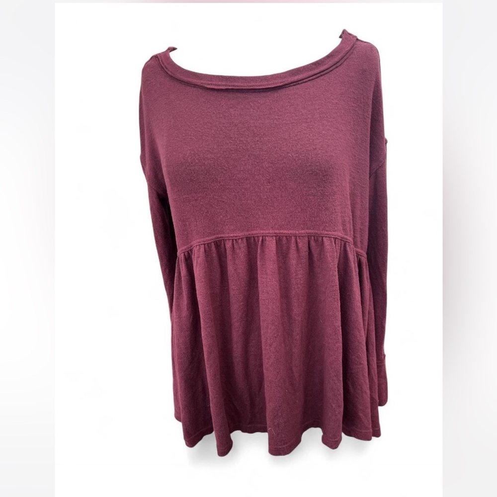 Free People Maroon Long Swing Top Size XS